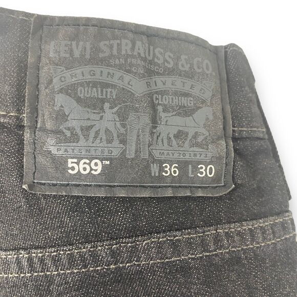 Levi's Men's 569 Loose Fit Black Jeans Size 36 - Picture 6 of 9
